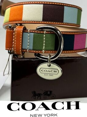 Coach Legacy Rare Satin & Leather Color Block Size XL Extra Large Dog Collar
